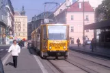 Prague tram line 24 with articulated tram 9038 at Masarykovo nádraží (2005)