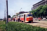 Riga tram line 4 with railcar 5-1133 on Grēcinieku iela (1992)