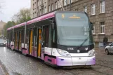 Riga tram line 6 with low-floor articulated tram 57136 on Aspazijas bulvāris (2012)