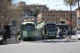 Rome tram line 19 with articulated tram 7081 at Risorgimento S.Pietro front view (2010)