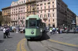 Rome tram line 19 with articulated tram 7109 at Risorgimento S.Pietro front view (2010)