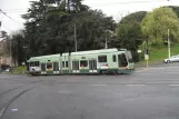 Rome tram line 19 with low-floor articulated tram 9018 on Valle Giulia (2010)