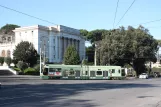 Rome tram line 3 with low-floor articulated tram 9039 on Piazza Thorvaldsen (2009)
