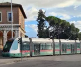 Rome tram line 3 with low-floor articulated tram 9218 on Viale Aventino (2020)