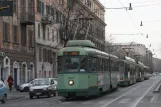 Rome tram line 5 with articulated tram 7053 on Via Napoleone III (2009)