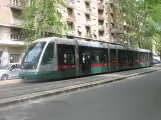 Rome tram line 8 with low-floor articulated tram 9210 near Trastevere (2016)