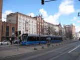 Rostock extra line 2 with low-floor articulated tram 601 at Lange Str. (2015)