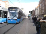 Rostock extra line 2 with low-floor articulated tram 601 at Lange Straße (2015)