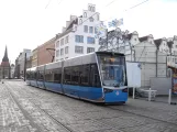 Rostock extra line 2 with low-floor articulated tram 601 on Neuer Markt (2015)