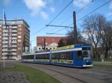Rostock extra line 2 with low-floor articulated tram 667 on Neuer Markt (2015)