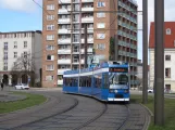 Rostock extra line 2 with low-floor articulated tram 689 on Neuer Markt (2015)
