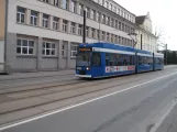 Rostock extra line 4 with low-floor articulated tram 674 on Friedrich-Engels-Platz (2015)