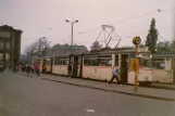 Rostock tram line 11 with articulated tram 701 at Hauptbahnhof (1987)