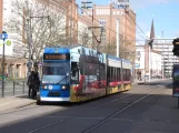 Rostock tram line 5 with low-floor articulated tram 687 at Lange Straße (2015)