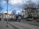 Rostock tram line 5 with low-floor articulated tram 687 on Rosa-Luxemburg-Str. (2015)