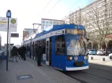 Rostock tram line 6 with low-floor articulated tram 664 at Lange Straße (2015)