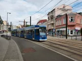 Rostock tram line 6 with low-floor articulated tram 666 on Doberaner Strasse (2010)
