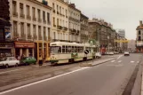 Saint-Étienne tram line T1 with articulated tram 554 on Place Carnot (1981)