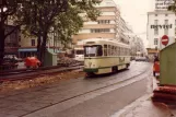Saint-Étienne tram line T1 with railcar 528 on Peuple Gambetta (1981)