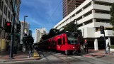 San Diego tram line Blue with articulated tram 5045 at 5th Ave (2022)