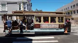 San Francisco cable car Powell-Hyde with cable car 14 in the intersection Jackson St/ Mason St (2021)