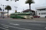 San Francisco F-Market & Wharves with railcar 1050 near Embarcadero & Bay (2010)