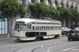 San Francisco F-Market & Wharves with railcar 1056 on Steuart Street (2010)