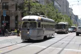 San Francisco F-Market & Wharves with railcar 1060 on Market & Kearny (2010)