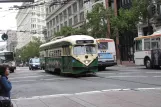 San Francisco F-Market & Wharves with railcar 1062 near Market & Van Ness (2010)