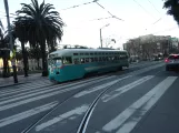 San Francisco F-Market & Wharves with railcar 1076 near Don Chee Way & Steuart (2023)