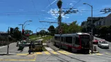 San Francisco tram line J Church with articulated tram 2071 at Church / 18th (2024)
