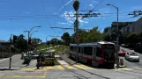 San Francisco tram line J Church with articulated tram 2071 at Church & 18th (2024)