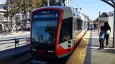 San Francisco tram line N Judah with articulated tram 2052 at 4th & King (2021)