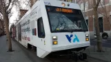 San Jose Green Line (902) with low-floor articulated tram 919 close by San Antonio (2021)