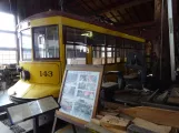 Santa Clara railcar 143 inside Trolley Barn (2023)