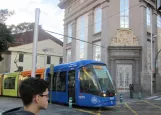 Santa Cruz de Tenerife tram line 1 with low-floor articulated tram 15 at Tetro Guimera (2017)