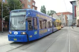 Schwerin tram line 1 with low-floor articulated tram 802 on Marienplatz (2010)