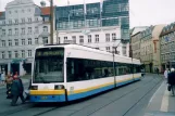 Schwerin tram line 1 with low-floor articulated tram 821 at Marienplatz (2004)