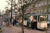 Schwerin tram line 1 with railcar 35 at Hauptbahnhof (1987)