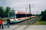 Schwerin tram line 2 with low-floor articulated tram 810 at Gartenstadt (2004)