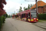 Schwerin tram line 2 with low-floor articulated tram 824 at Lankow-Siedlung (2015)