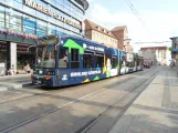 Schwerin tram line 2 with low-floor articulated tram 826 "Georg Adolf Demmler" at Marienplatz (2023)