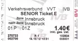Senior ticket for Innsbrucker Verkehrsbetriebe (IVB), the front (2012)