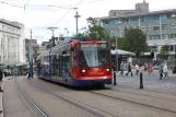Sheffield low-floor articulated tram 124 on Castle Square (2011)