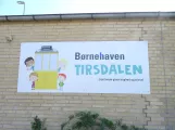 Sign: Aarhus railcar 9 The entrance to Tirsdalens Kindergarten in Kristrup near Randers (2019)