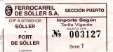 Single ticket for Ferrocarril de Sóller (FS) (2011)