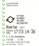 Single ticket for Kaupunkiliikenne / Stadstrafik, the front (2008)