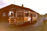 Skælskør museum line with railcar 608 by Havnepladsen (1988)