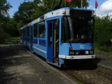 Skjoldenæsholm standard gauge with articulated tram 112 at Gammel Sparegodtvej (2024)