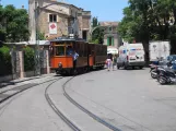 Sóller tram line with railcar 1 on Plaça d'Espanya (2013)